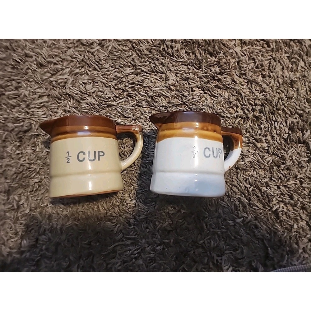 Antique 1910s Earthenware Measuring Cup England. Set Of‎ 2. See Photos!!!